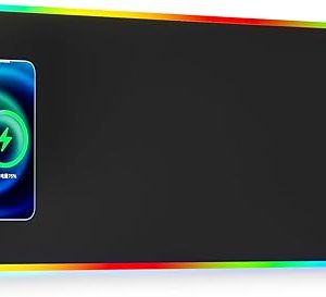 Wireless Charging RGB Gaming Mouse Pad 10W, LED Mouse Mat 800x300x4MM, 10 Light Modes Extra Large Mousepad Non-Slip Rubber Base Computer Keyboard Mat for Gaming, MacBook, PC, Laptop, Desk